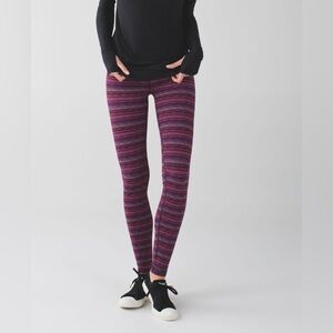 Lululemon Pink Purple Micro Stripe Wunder Under Pant III Activewear Womens Sz 2